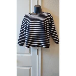 Seed Heritage Jumper Womens Small Black White Sweater Pullover Striped Ladies